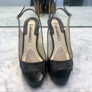 Brian Atwood Black Peep Toe Heels